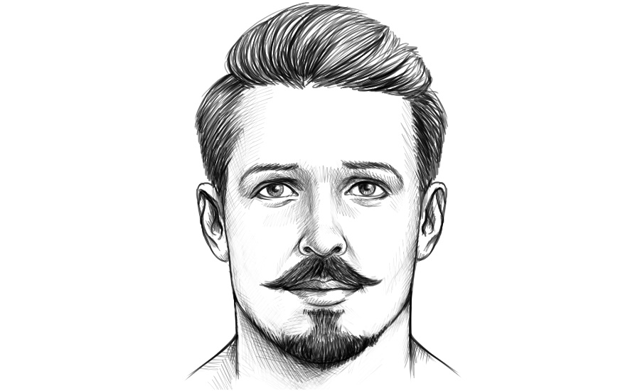 Gezwirbelter Schnurrbart mit Ziegenbart