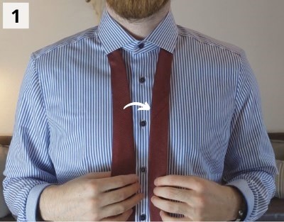 Four in Hand Krawattenknoten binden - Schritt 1